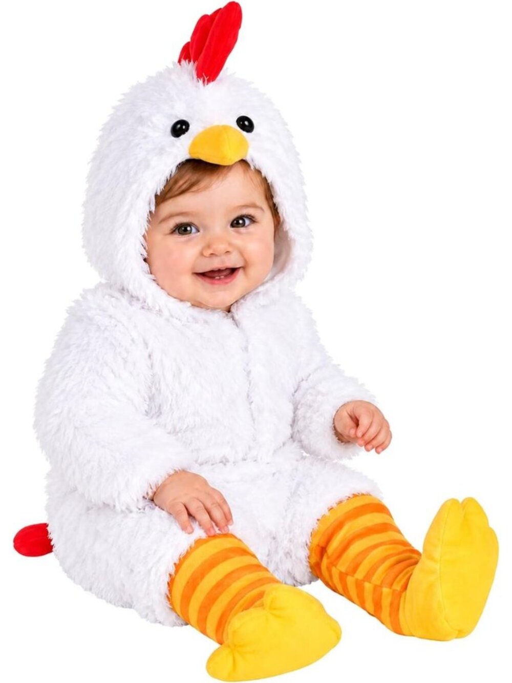 Infant Fluffy Chicken Halloween Costume | Baby Romper and Leggings with